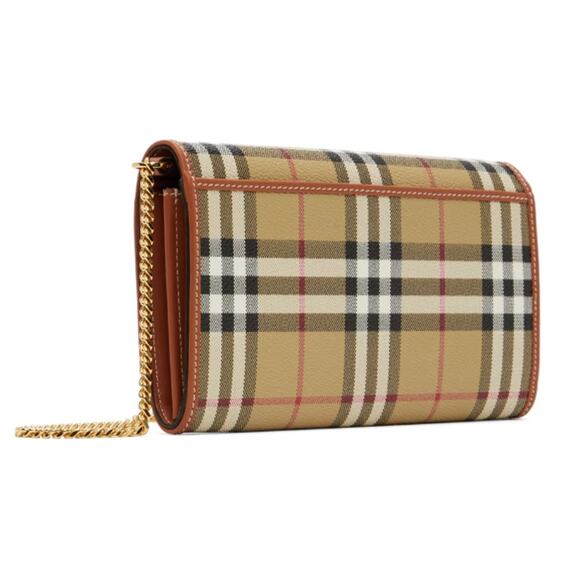 NEW! BURBERRY CHECK CHAIN WALLET CLUTCH CROSSBODY SHOULDER BAG PURSE NWT - Picture 5 of 15